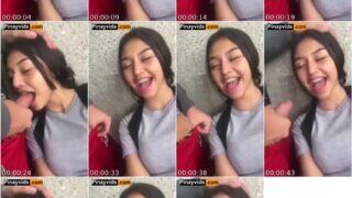 Viral Teen Braces Surprise Blowjob Wearing Gray Shirt